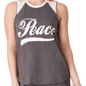 Love Fresh Gray/ White Peace Tank Top Size XS